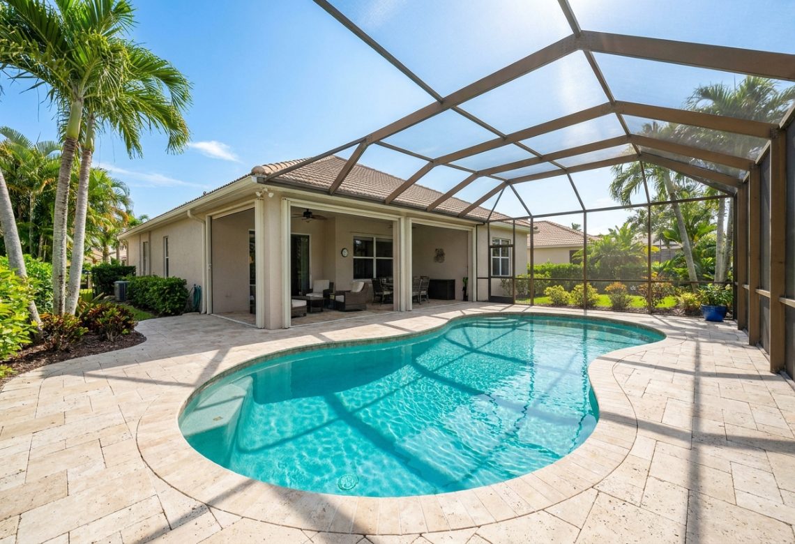 Screened lanai pool, crystal clear water